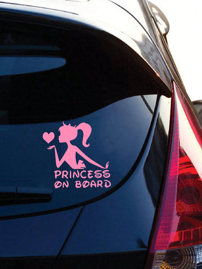 1pc Car Sticker With Princess Onboard Design For Girls