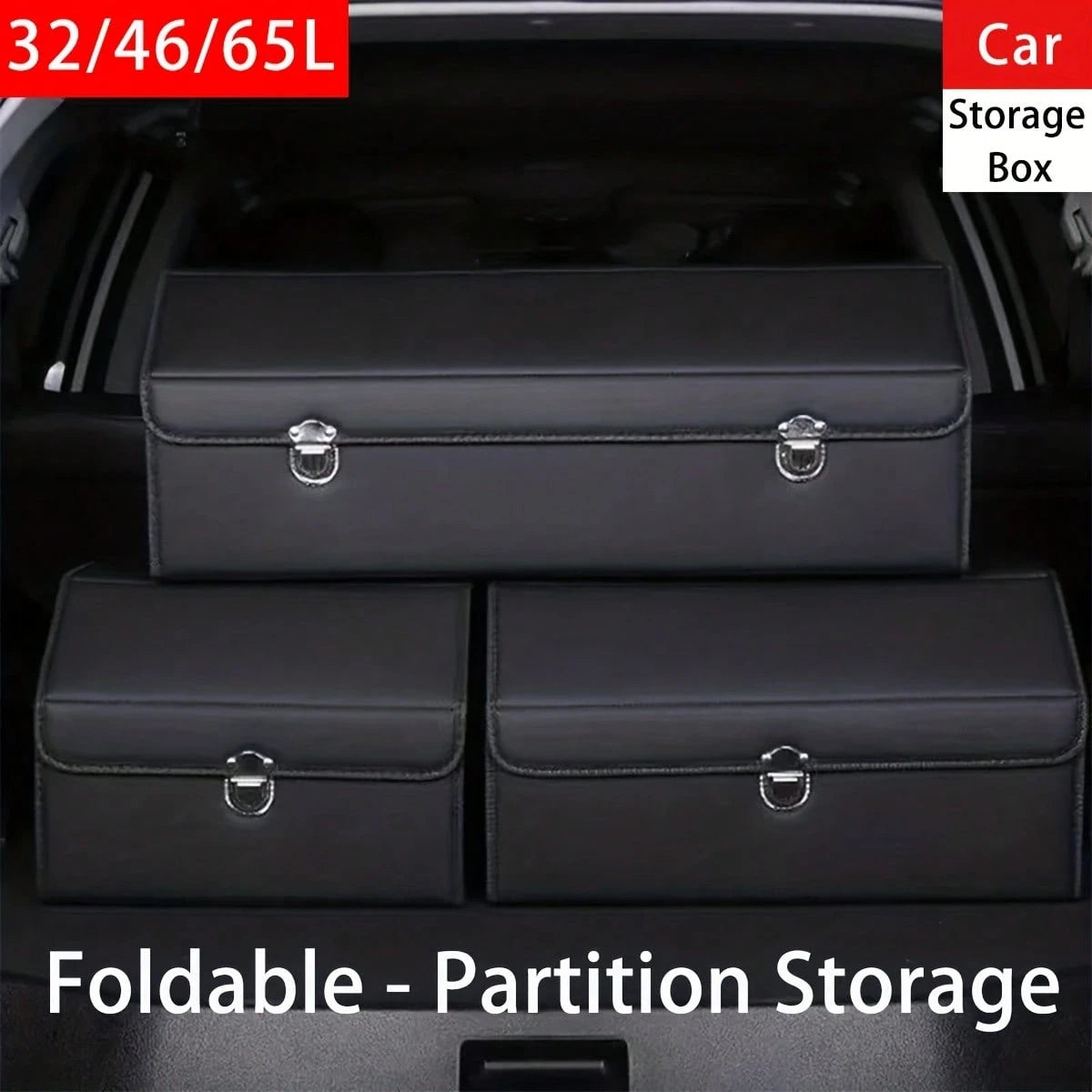 1pc Car Trunk Storage Box, High-Grade Material, Foldable Car Storage Box, Car Interior Supplies