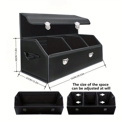 1pc Car Trunk Storage Box, High-Grade Material, Foldable Car Storage Box, Car Interior Supplies