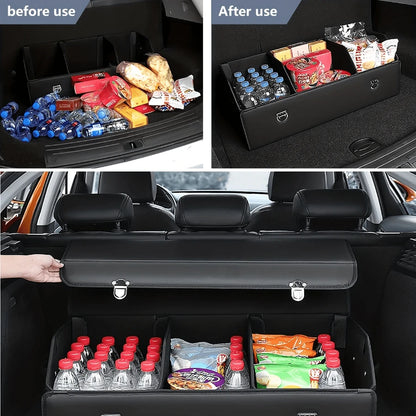 1pc Car Trunk Storage Box, High-Grade Material, Foldable Car Storage Box, Car Interior Supplies