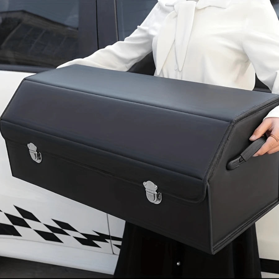 1pc Car Trunk Storage Box, High-Grade Material, Foldable Car Storage Box, Car Interior Supplies