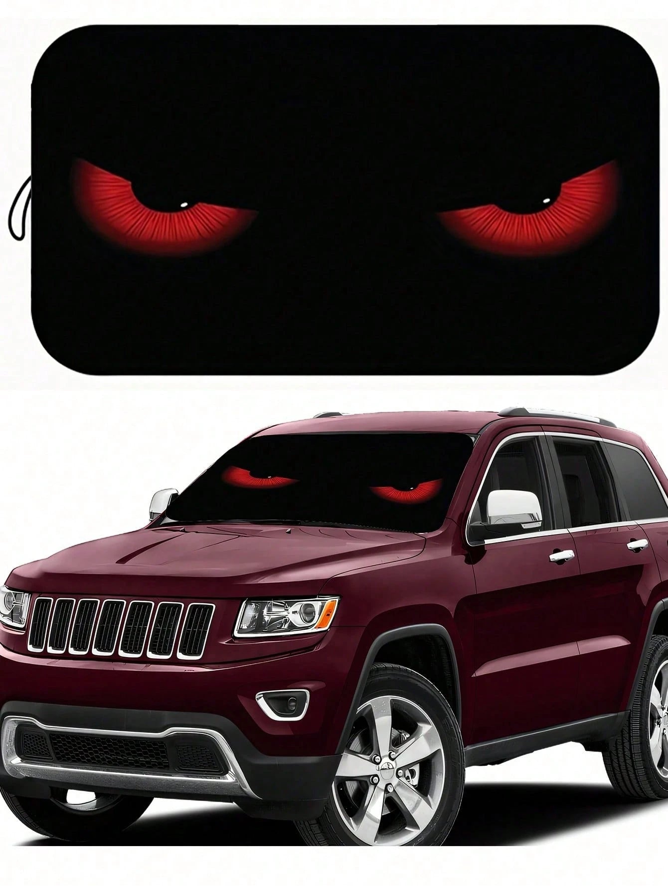 1pc Car Windshield Sunshade, Funny Car Eye Shaped Foldable Sun Shade Visor, Blocks UV Rays To Keep The Car Interior Cool, Size: 59.06 Inches * 27.5 Inches