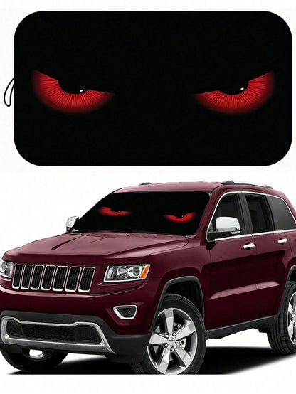 1pc Car Windshield Sunshade, Funny Car Eye Shaped Foldable Sun Shade Visor, Blocks UV Rays To Keep The Car Interior Cool, Size: 59.06 Inches * 27.5 Inches
