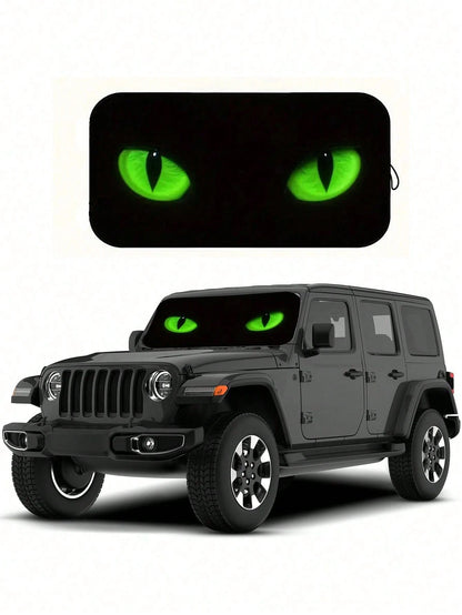 1pc Car Windshield Sunshade, Funny Car Eye Shaped Foldable Sun Shade Visor, Blocks UV Rays To Keep The Car Interior Cool, Size: 59.06 Inches * 27.5 Inches