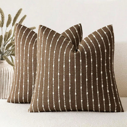 1pc Caramel (Without Filling) Jacquard Velvet Decorative Throw Pillow Cover, Comfortable Modern Striped Textured Cushion Cover Suitable For Sofa, Bedroom, Living Room, Showroom, All Seasons