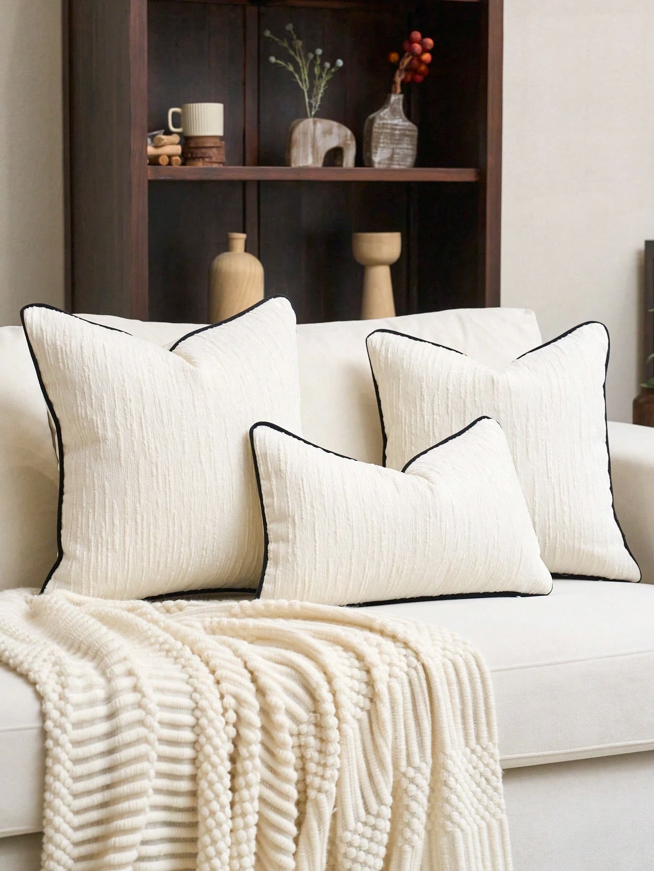 1pc Chenille Jacquard Pillow Cover (No Insert), Modern Luxurious Heavy-Weight Chenille Jacquard Decorative Cushion Cover, Suitable For Home, Sofa, Bed Decor, All Seasons