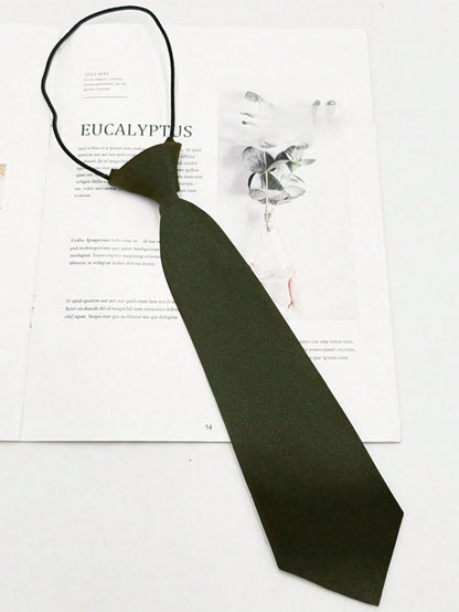 1pc Children's Elastic Tie, Korean Style Solid Color Necktie For School Uniform, Preschool, Student, Boys & Girls, Back To School