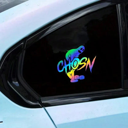 1pc CHOSN Holographic Flame Dice Skull Personalized Car Sticker, Vinyl Waterproof UV Resistant, Dark Style Car Window Sticker, Suitable For Car Body, Fuel Tank Cap, Side Window, Motorcycle Personalize