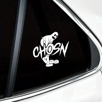1pc CHOSN Holographic Flame Dice Skull Personalized Car Sticker, Vinyl Waterproof UV Resistant, Dark Style Car Window Sticker, Suitable For Car Body, Fuel Tank Cap, Side Window, Motorcycle Personalize