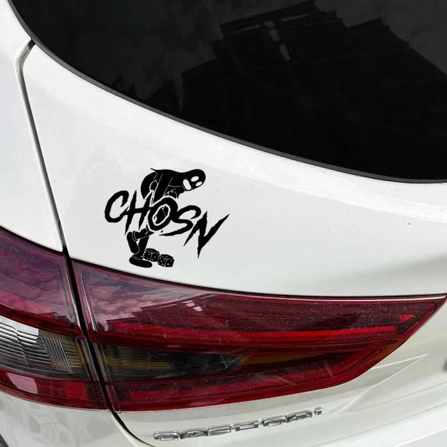 1pc CHOSN Holographic Flame Dice Skull Personalized Car Sticker, Vinyl Waterproof UV Resistant, Dark Style Car Window Sticker, Suitable For Car Body, Fuel Tank Cap, Side Window, Motorcycle Personalize