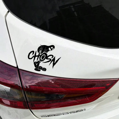 1pc CHOSN Holographic Flame Dice Skull Personalized Car Sticker, Vinyl Waterproof UV Resistant, Dark Style Car Window Sticker, Suitable For Car Body, Fuel Tank Cap, Side Window, Motorcycle Personalize