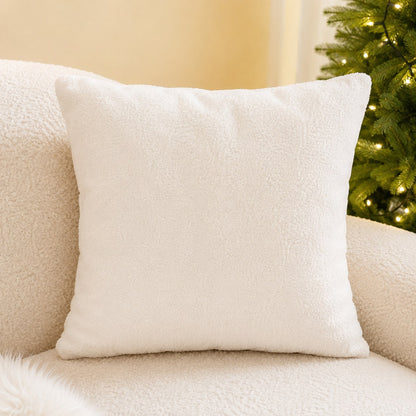 1pc Christmas Tufted Embroidery Pillow Case, 18x18 Inch Soft Plush HO HO HO Reindeer Holiday Cushion Cover, Festive Winter Home Decor, Suitable For Sofa Bed, Hidden Zipper, Without Insert