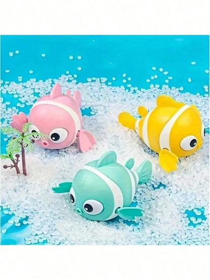 1pc Colorful Wind-Up Clown Fish Toy, Baby Toy, Baby Supplies, Suitable For Bath And Outdoor Play, Pink, Blue, Yellow, Suitable For Toddler Bath Time, Swimming Pool, Wading Pool, Beach Play, Children's