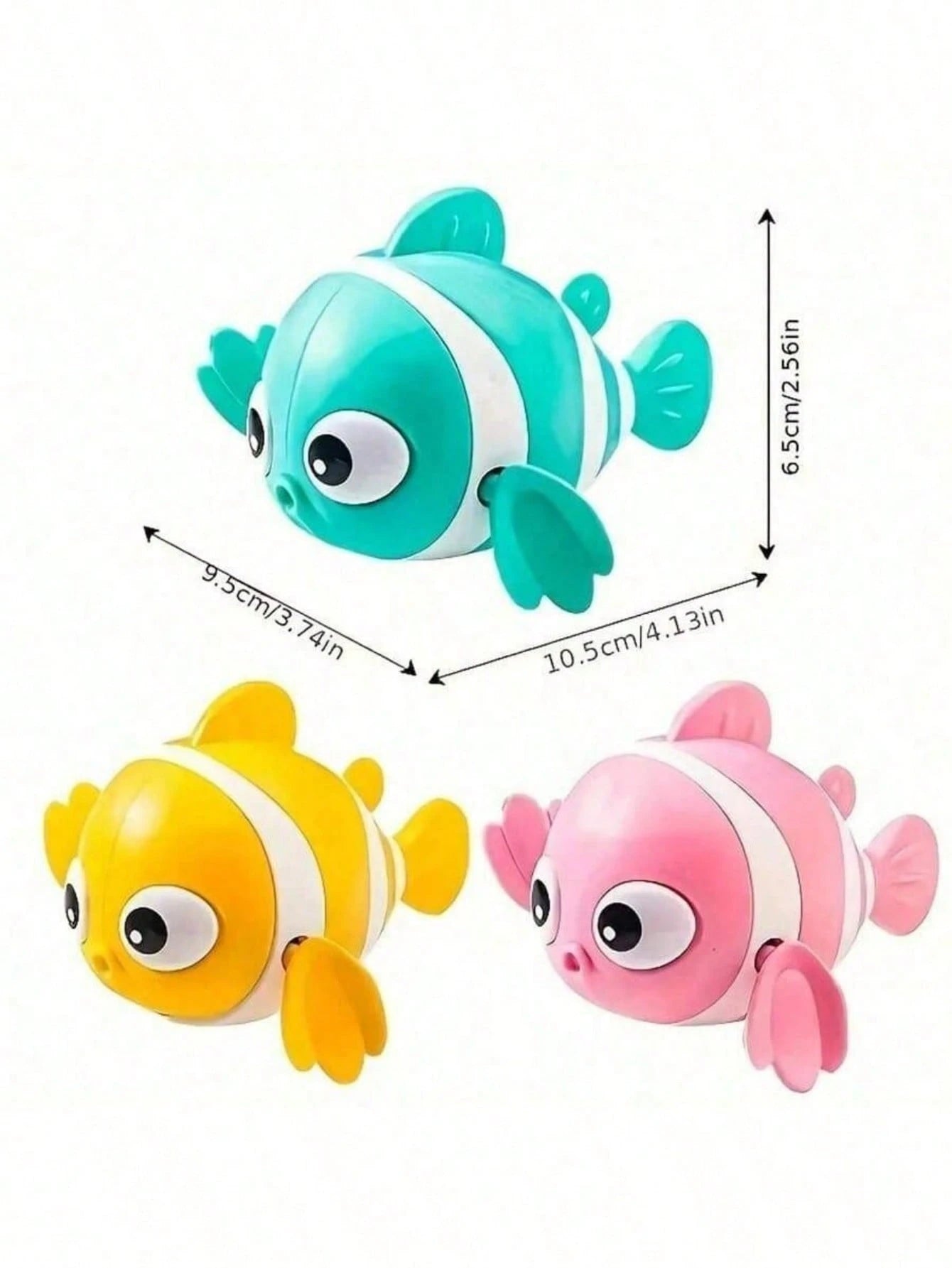 1pc Colorful Wind-Up Clown Fish Toy, Baby Toy, Baby Supplies, Suitable For Bath And Outdoor Play, Pink, Blue, Yellow, Suitable For Toddler Bath Time, Swimming Pool, Wading Pool, Beach Play, Children's