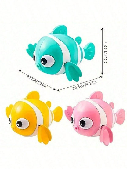 1pc Colorful Wind-Up Clown Fish Toy, Baby Toy, Baby Supplies, Suitable For Bath And Outdoor Play, Pink, Blue, Yellow, Suitable For Toddler Bath Time, Swimming Pool, Wading Pool, Beach Play, Children's