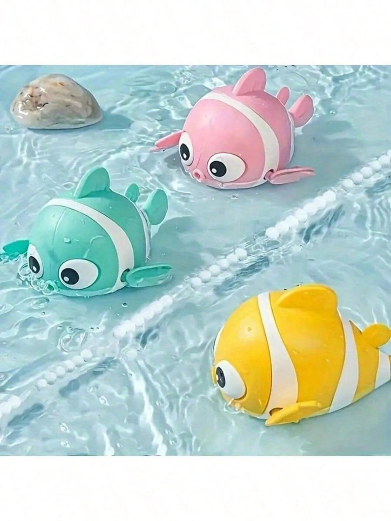 1pc Colorful Wind-Up Clown Fish Toy, Baby Toy, Baby Supplies, Suitable For Bath And Outdoor Play, Pink, Blue, Yellow, Suitable For Toddler Bath Time, Swimming Pool, Wading Pool, Beach Play, Children's