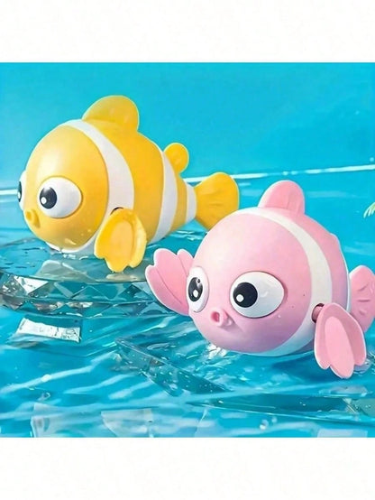 1pc Colorful Wind-Up Clown Fish Toy, Baby Toy, Baby Supplies, Suitable For Bath And Outdoor Play, Pink, Blue, Yellow, Suitable For Toddler Bath Time, Swimming Pool, Wading Pool, Beach Play, Children's