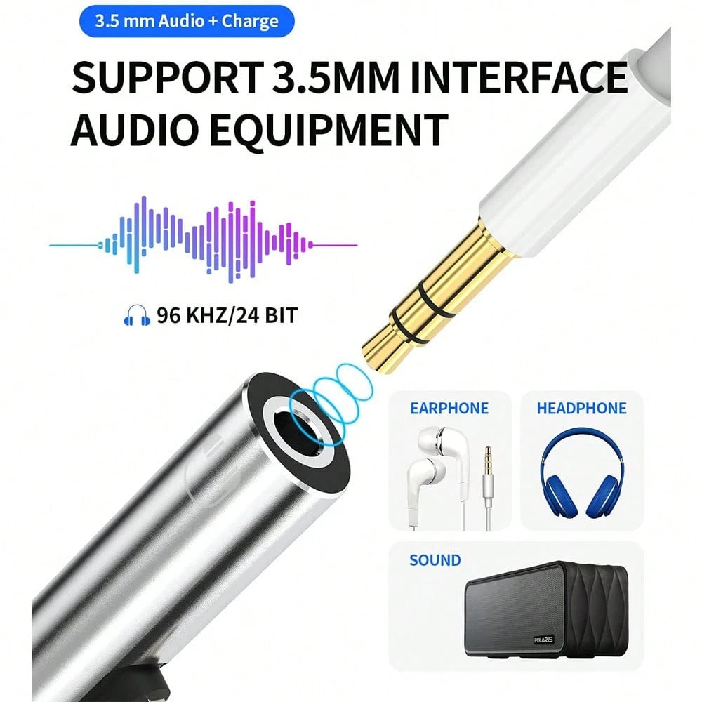 1pc Compatible With IPhone Series AUX Audio Jack And Charging Dongle Headphone Adapter, Fit For IPhone 14 Pro Max/14 Pro/14 Plus/14/13/12/11/XS/XR/8/7/6/IPad Series
