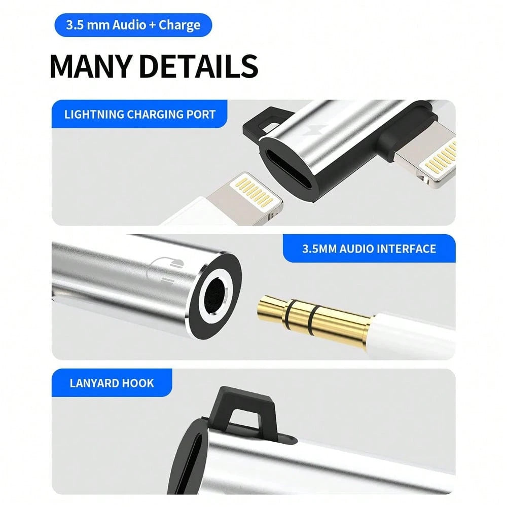 1pc Compatible With IPhone Series AUX Audio Jack And Charging Dongle Headphone Adapter, Fit For IPhone 14 Pro Max/14 Pro/14 Plus/14/13/12/11/XS/XR/8/7/6/IPad Series