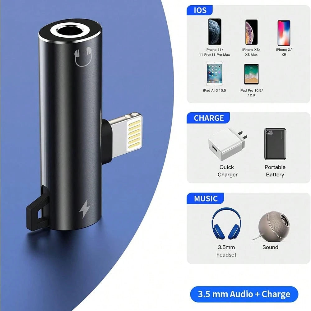 1pc Compatible With IPhone Series AUX Audio Jack And Charging Dongle Headphone Adapter, Fit For IPhone 14 Pro Max/14 Pro/14 Plus/14/13/12/11/XS/XR/8/7/6/IPad Series