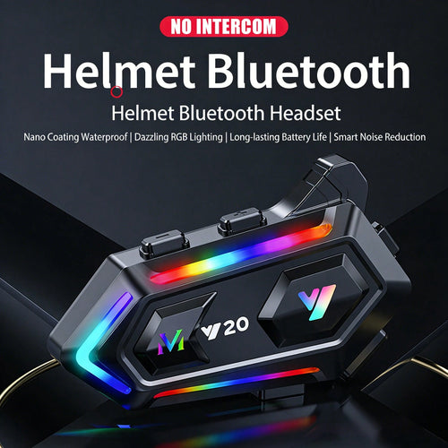 1pc Cool Shiny Y20 Motorcycle Helmet Headset, Bluetooth 5.3, IP56 Dustproof & Waterproof, Dual Noise Reduction, High-Quality Audio With Powerful Deep Bass, Voice Assistant Wake-Up Support, Connects To