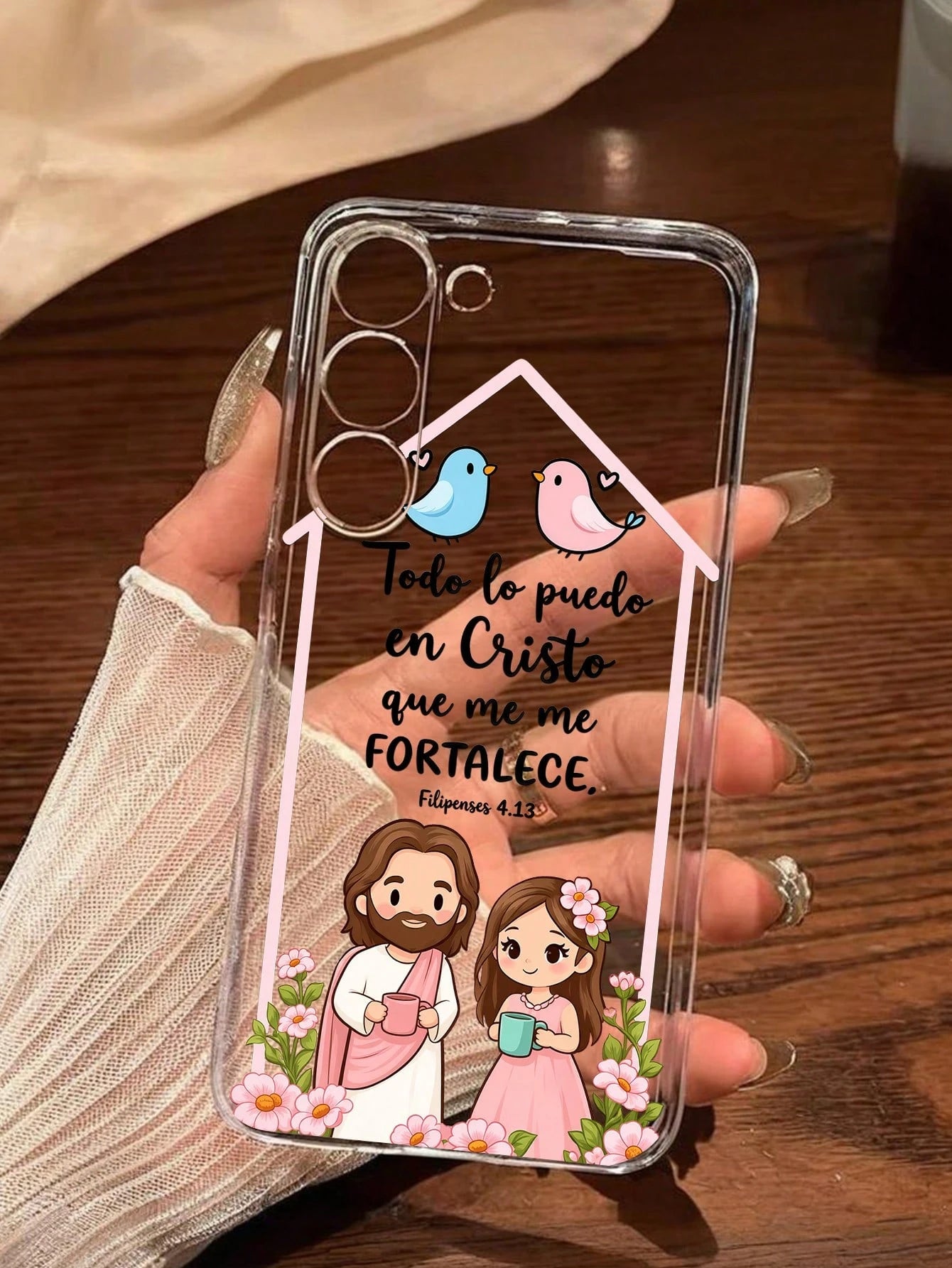 1pc Creative Flower Bird Slogan Lucky Transparent Soft Protective Case Compatible With Huawei Honor Galaxy A04e/12/A13/A14/A34/A50/A52/A53/A54/S21/S22/S23/S24/S25/S25Ultra/S25FE/S26/S26 PLUS/S26 ULTRA
