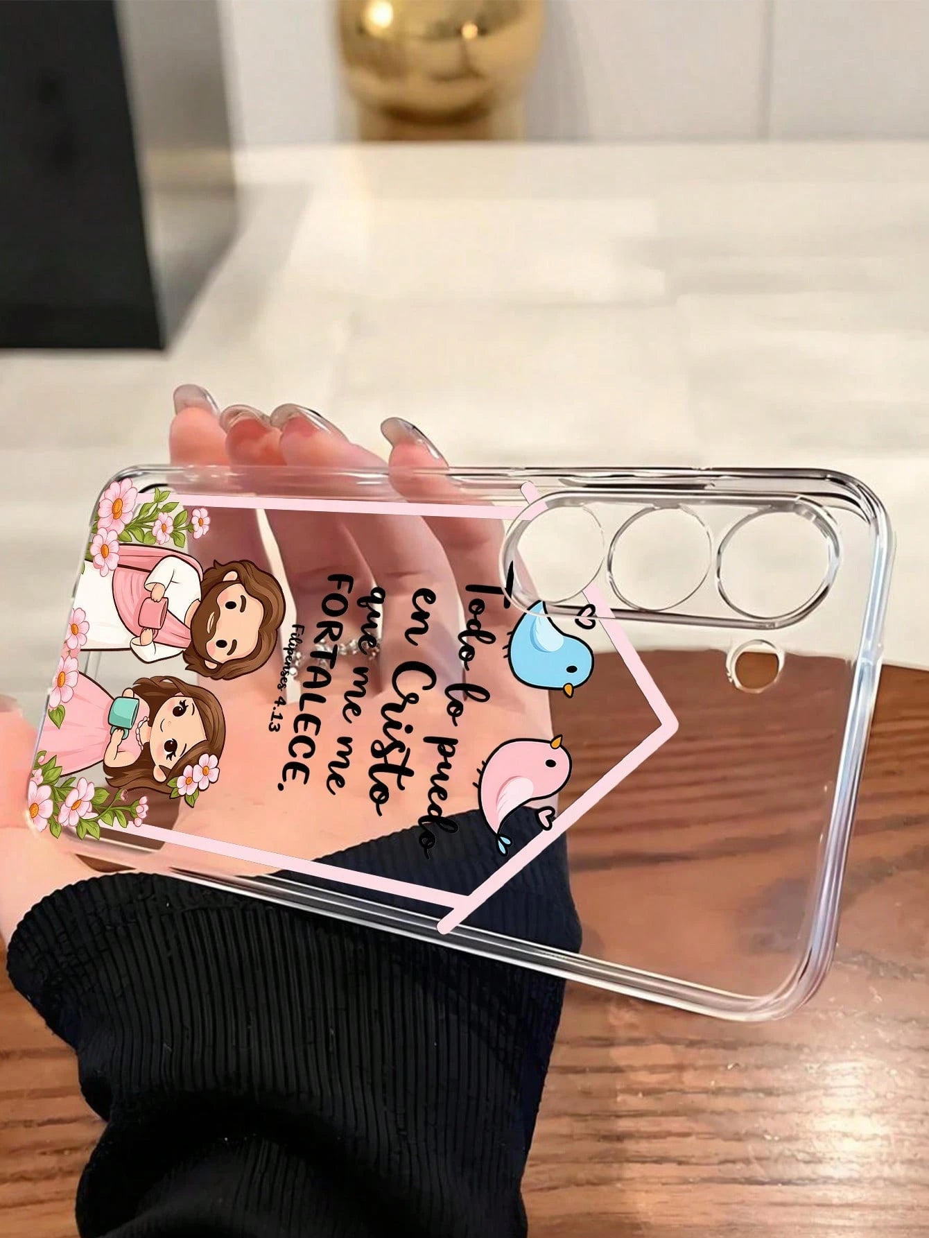 1pc Creative Flower Bird Slogan Lucky Transparent Soft Protective Case Compatible With Huawei Honor Galaxy A04e/12/A13/A14/A34/A50/A52/A53/A54/S21/S22/S23/S24/S25/S25Ultra/S25FE/S26/S26 PLUS/S26 ULTRA