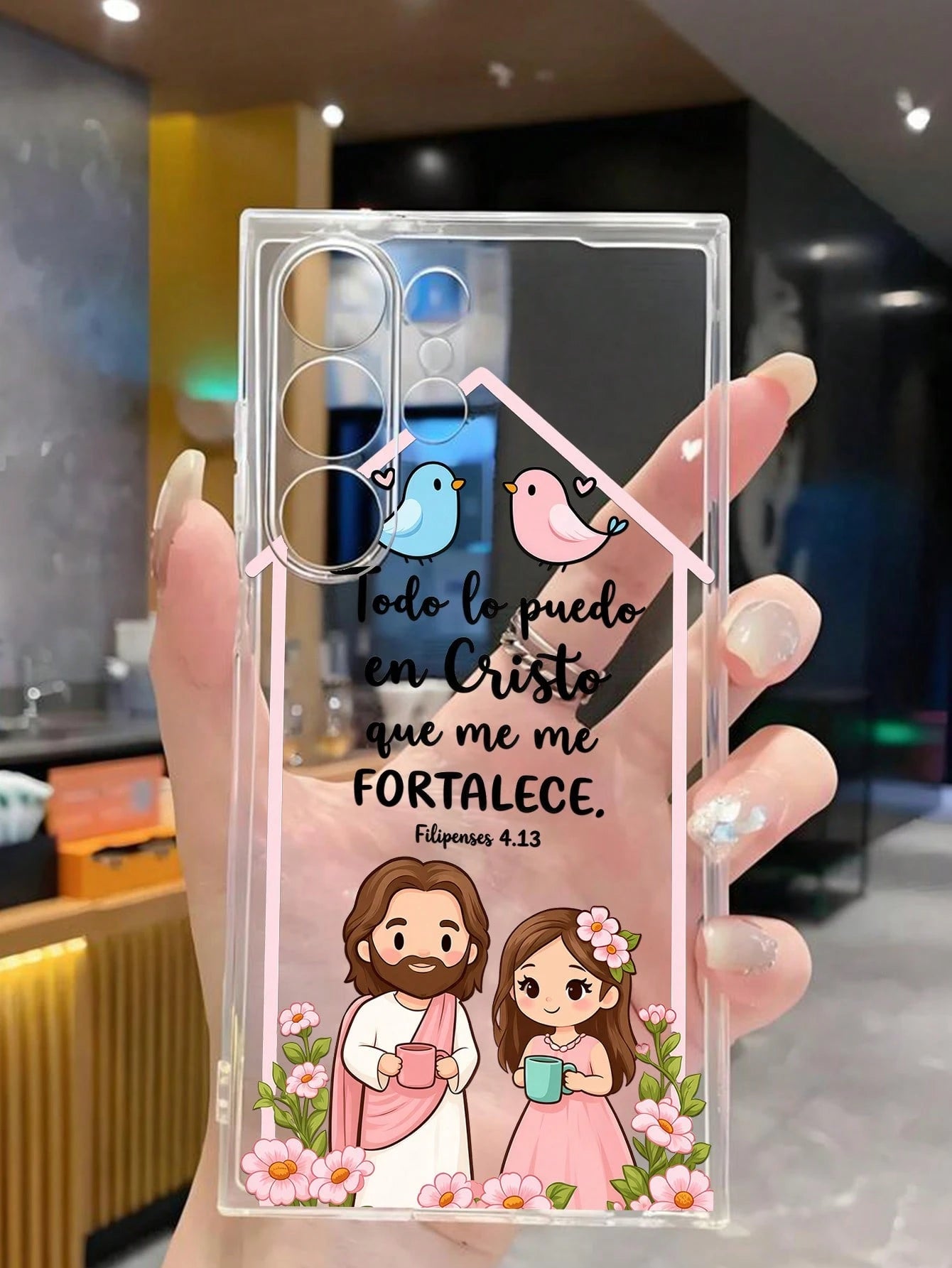 1pc Creative Flower Bird Slogan Lucky Transparent Soft Protective Case Compatible With Huawei Honor Galaxy A04e/12/A13/A14/A34/A50/A52/A53/A54/S21/S22/S23/S24/S25/S25Ultra/S25FE/S26/S26 PLUS/S26 ULTRA