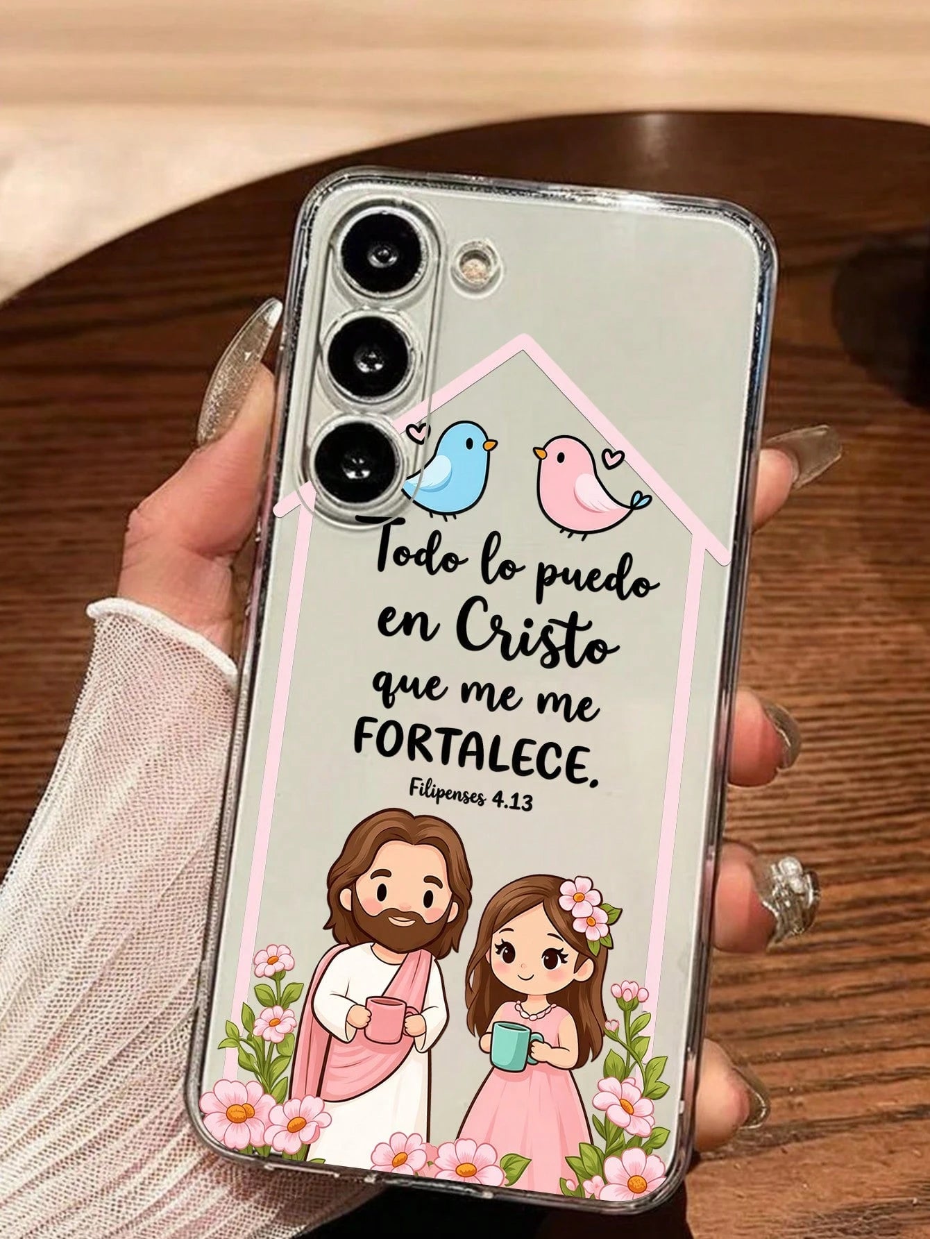 1pc Creative Flower Bird Slogan Lucky Transparent Soft Protective Case Compatible With Huawei Honor Galaxy A04e/12/A13/A14/A34/A50/A52/A53/A54/S21/S22/S23/S24/S25/S25Ultra/S25FE/S26/S26 PLUS/S26 ULTRA