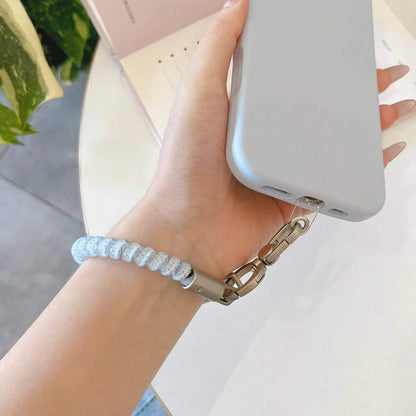 1pc Creative Short Coiled Phone Lanyard Elastic Anti-Loss Anti-Drop Hanging Rope Keychain Earphone Pendant Bag Charm