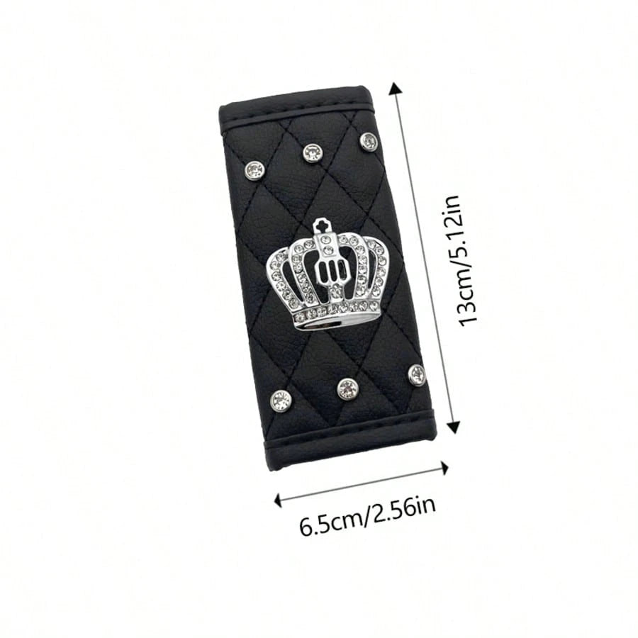 1pc Crown Emblem Pattern- Car Handle Cover, Shiny Rhinestone, Car Roof Handle Cover, Car Interior Handle Protector, Car Ceiling Decor, Car Accessories Decoration