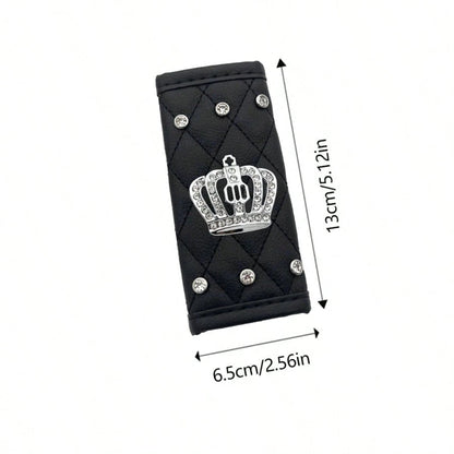 1pc Crown Emblem Pattern- Car Handle Cover, Shiny Rhinestone, Car Roof Handle Cover, Car Interior Handle Protector, Car Ceiling Decor, Car Accessories Decoration