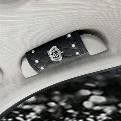 1pc Crown Emblem Pattern- Car Handle Cover, Shiny Rhinestone, Car Roof Handle Cover, Car Interior Handle Protector, Car Ceiling Decor, Car Accessories Decoration