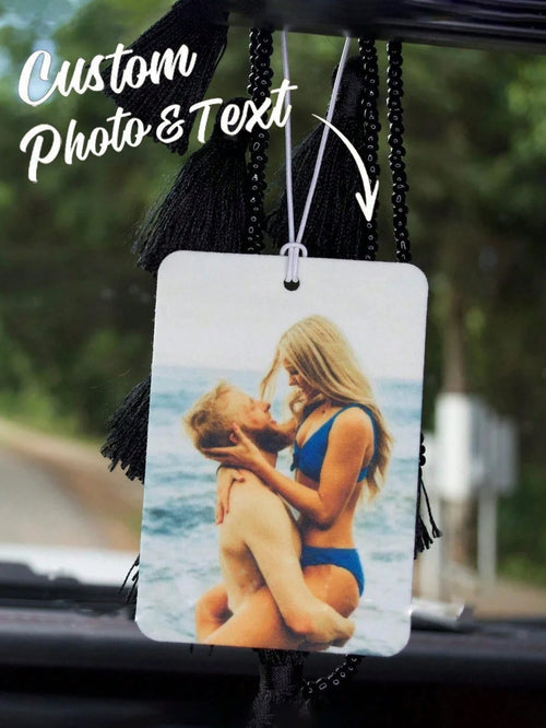 1pc Customized Acrylic Rearview Mirror Hanging Ornament, Suitable For Couples, Personalized Car Hanging Decor, Customized Rearview Mirror Hanging Photo Personalized Car Accessory, Customizable Image P