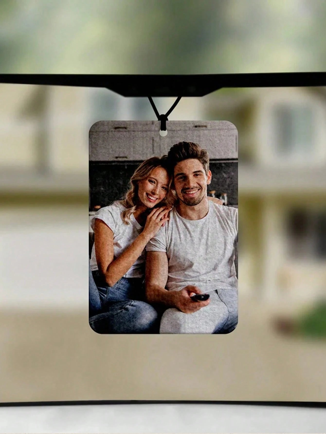 1pc Customized Acrylic Rearview Mirror Hanging Ornament, Suitable For Couples, Personalized Car Hanging Decor, Customized Rearview Mirror Hanging Photo Personalized Car Accessory, Customizable Image P