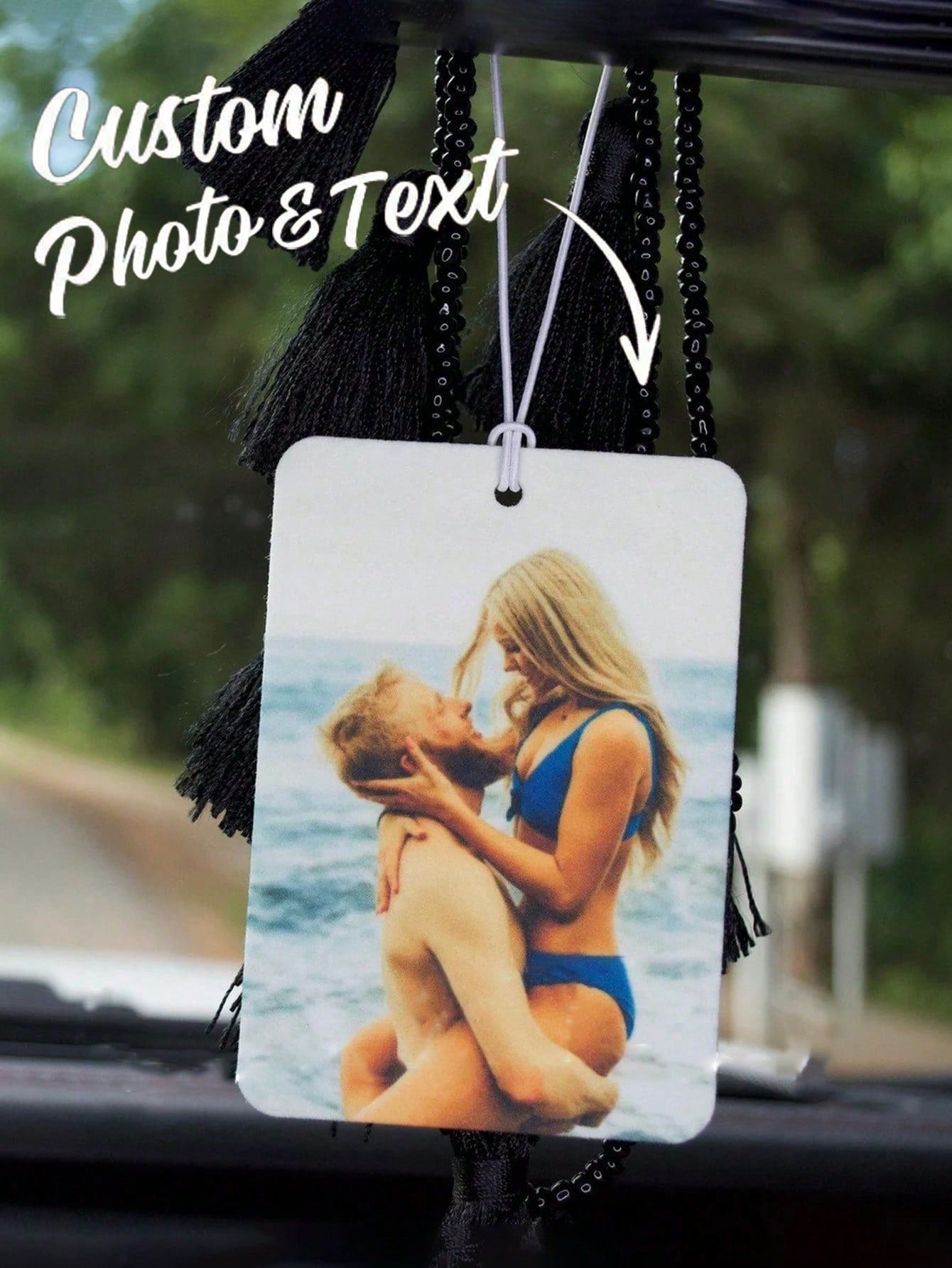 1pc Customized Acrylic Rearview Mirror Hanging Ornament, Suitable For Couples, Personalized Car Hanging Decor, Customized Rearview Mirror Hanging Photo Personalized Car Accessory, Customizable Image P