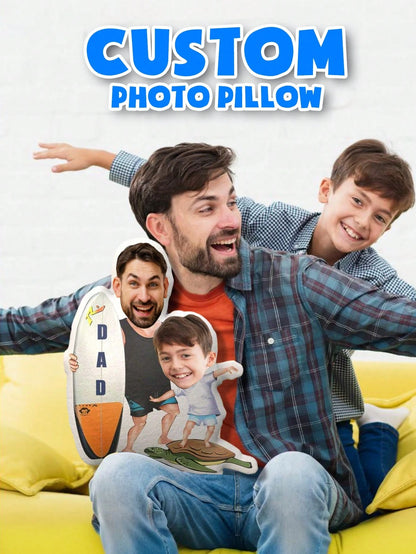1pc Customized Face Pillow- Personalized Photo Pillow| Unique Gift For Dad, Husband Or Boyfriend| Mini Pillow With Father-Son Style| Perfect For Father's Day, Birthday, Anniversary And Wedding| F