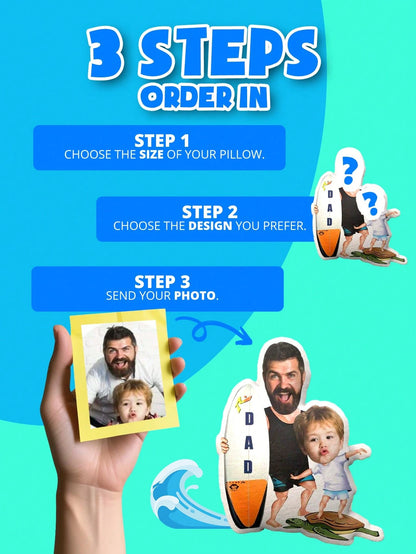 1pc Customized Face Pillow- Personalized Photo Pillow| Unique Gift For Dad, Husband Or Boyfriend| Mini Pillow With Father-Son Style| Perfect For Father's Day, Birthday, Anniversary And Wedding| F