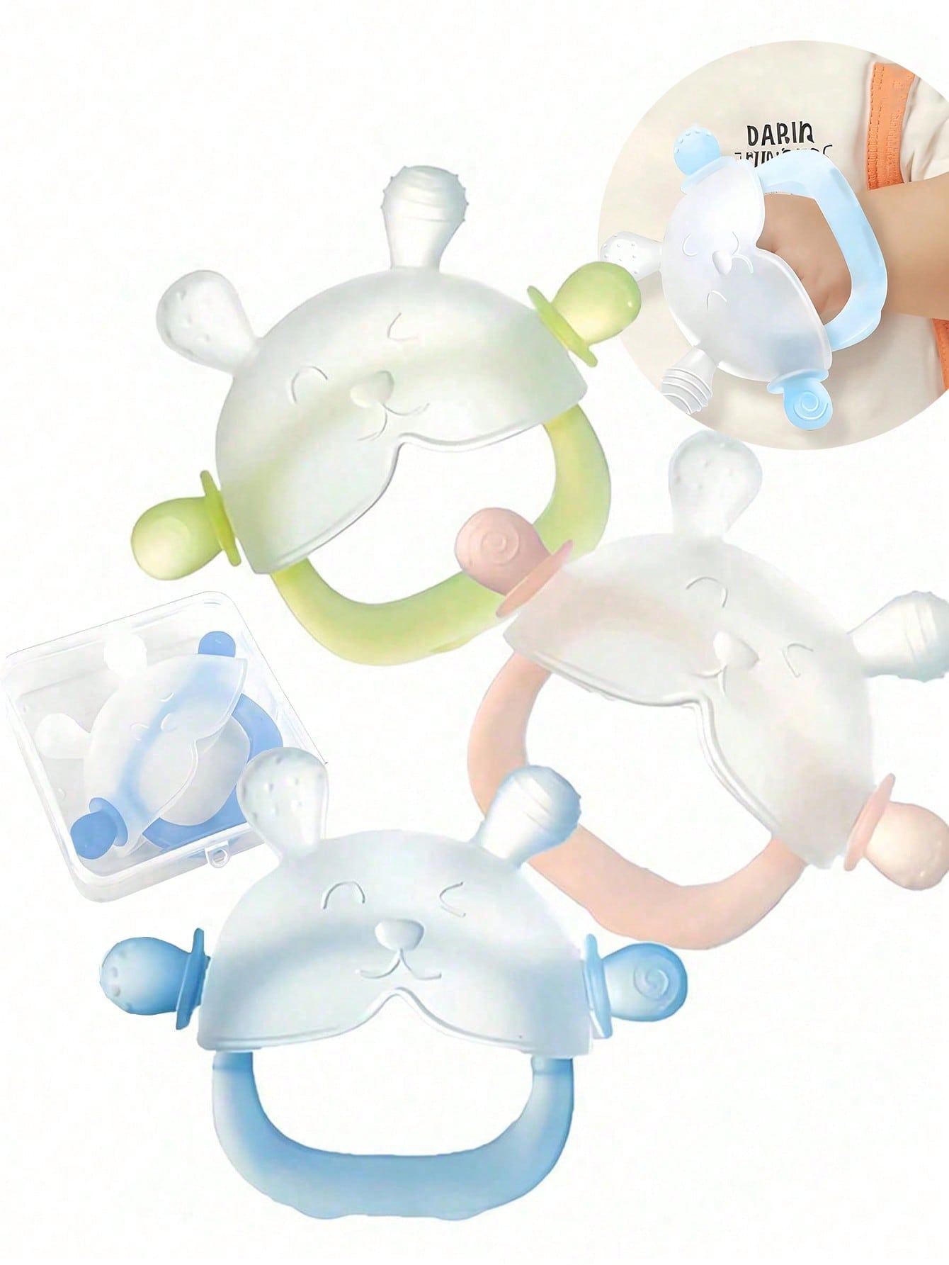 1pc Cute Animal Shaped Baby Teether, Helps Baby Happily Teethe, Baby Handguard Teether, Trains Grasping Ability, Teething Ring Teether, Anti-Thumb Sucking Device, Soft Silicone Teether Can Be Boiled