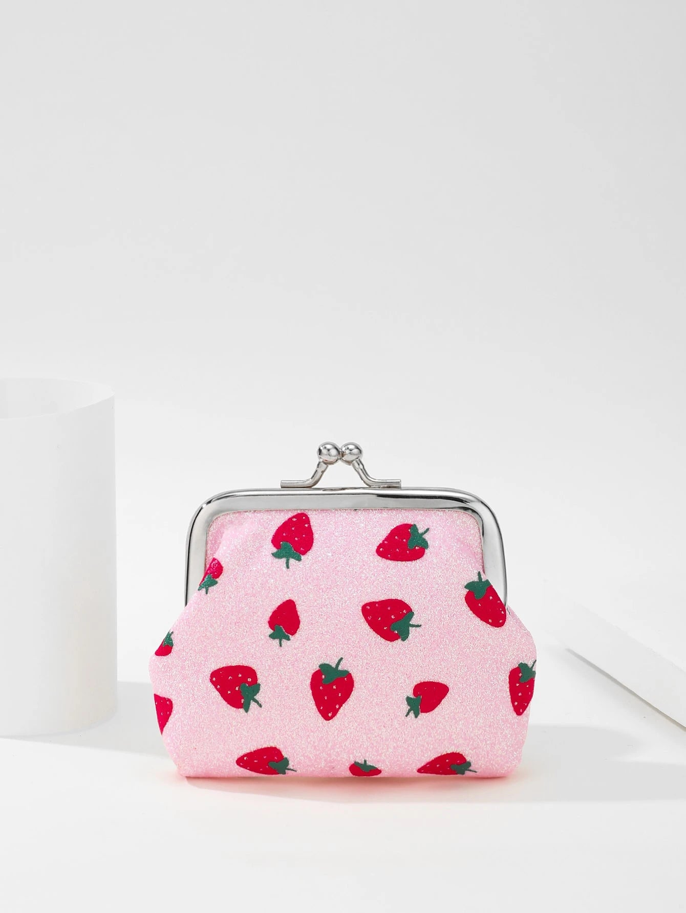1pc Cute Cartoon Coin Purse, Strawberry Pattern Snap Closure Coin Pouch, Women Coins Storage Bag, Suitable For Travel, Gift
