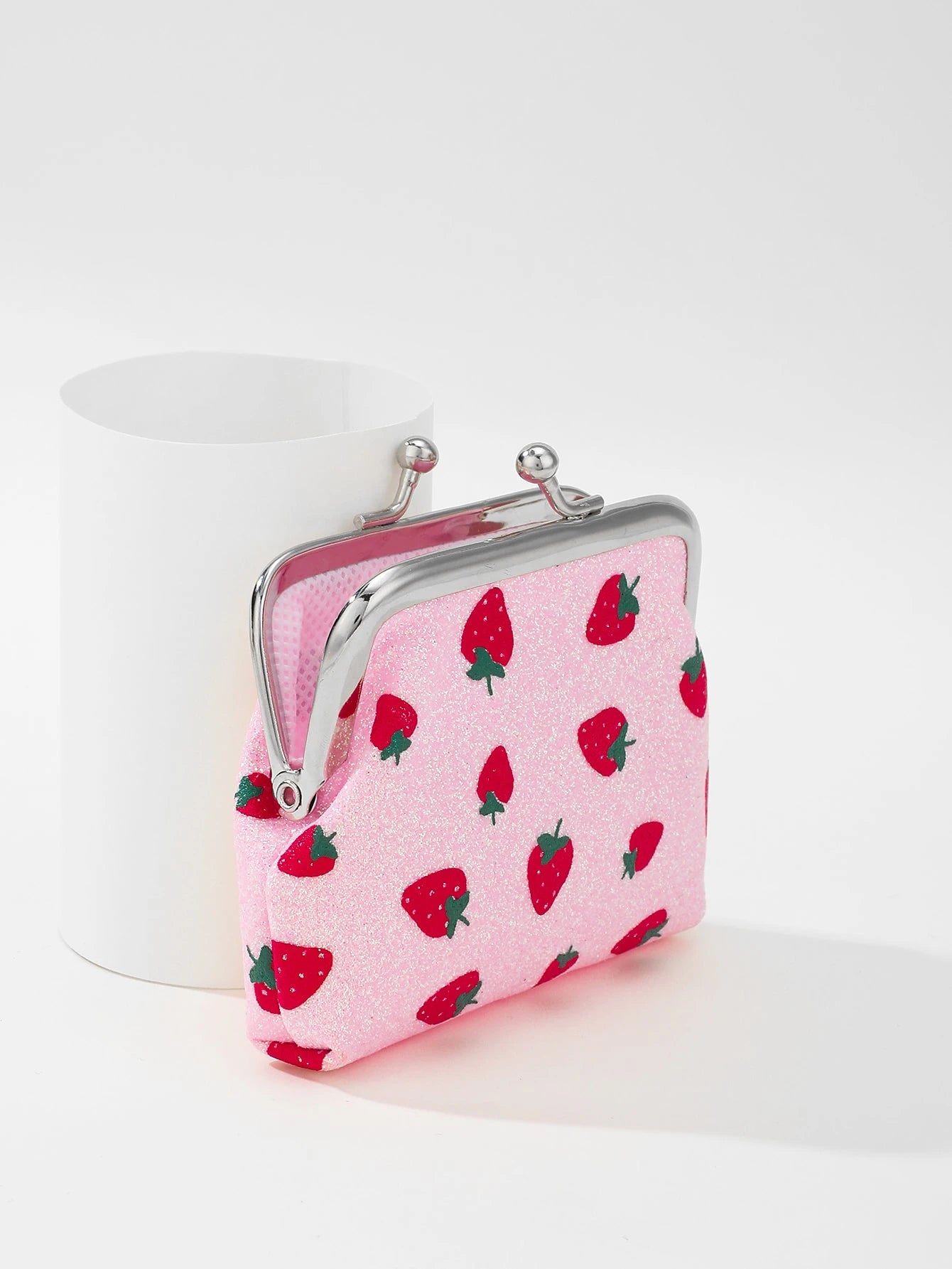 1pc Cute Cartoon Coin Purse, Strawberry Pattern Snap Closure Coin Pouch, Women Coins Storage Bag, Suitable For Travel, Gift
