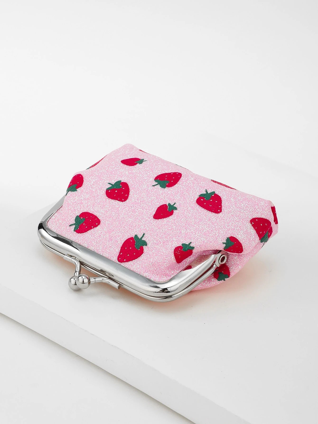 1pc Cute Cartoon Coin Purse, Strawberry Pattern Snap Closure Coin Pouch, Women Coins Storage Bag, Suitable For Travel, Gift