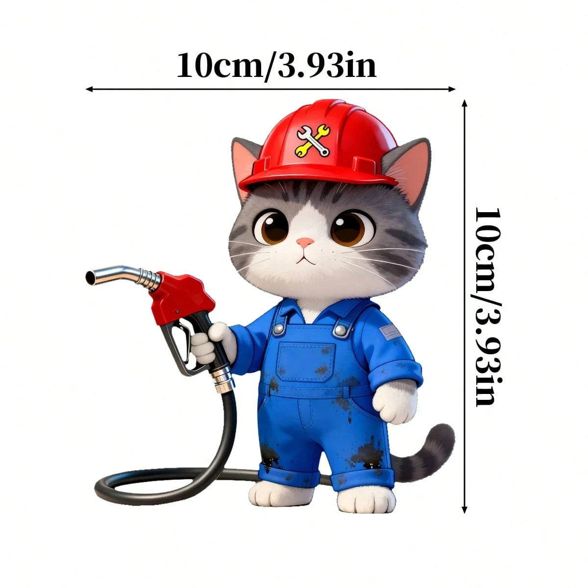 1pc Cute Cheering Cat Oil Tank Sticker, Waterproof & Durable, Suitable For Car, SUV, Motorcycle Oil Tank Decoration, Vinyl Decal