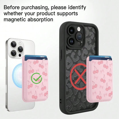 1pc Cute Cherry Magnetic Wallet Cell Phone Card Holder For Phone Case, Stronger Magnetic RFID Leather Phone Wallet Stick On Series Of 17/16/15/14/13/12 And Pro/Promax, Light Pink Compatible With Andro