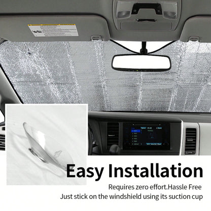 1pc Cute Owl Creative Print Car Front Windshield Sun Shade, UV Protection, Foldable, Full Blackout, Keeps Your Vehicle Cool