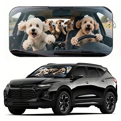 1pc Cute Puppy Car Sunshade, Fun Car Accessory Design, Suitable For Beautiful Women, Made Of Polyester Fiber, Effectively Blocks UV Rays, Protects Interior Space, Easy Installation, Fits Multiple Car