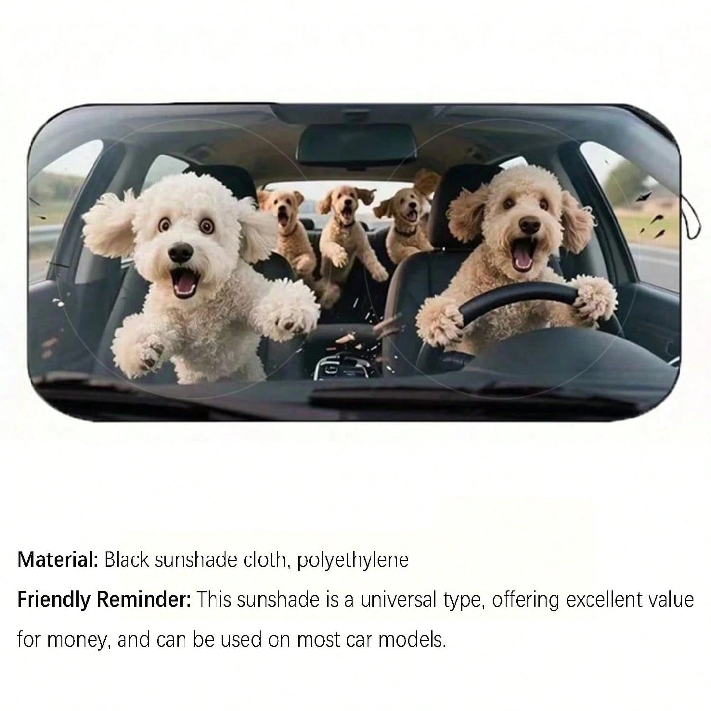 1pc Cute Puppy Car Sunshade, Fun Car Accessory Design, Suitable For Beautiful Women, Made Of Polyester Fiber, Effectively Blocks UV Rays, Protects Interior Space, Easy Installation, Fits Multiple Car
