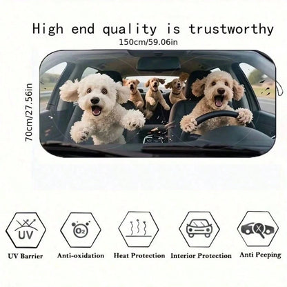 1pc Cute Puppy Car Sunshade, Fun Car Accessory Design, Suitable For Beautiful Women, Made Of Polyester Fiber, Effectively Blocks UV Rays, Protects Interior Space, Easy Installation, Fits Multiple Car