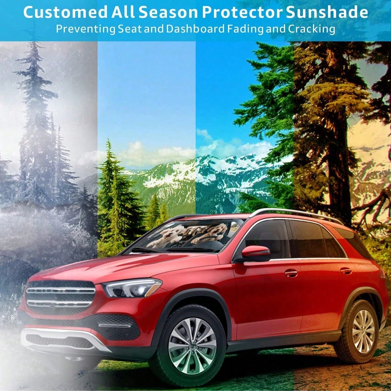 1pc Cute Puppy Car Sunshade, Fun Car Accessory Design, Suitable For Beautiful Women, Made Of Polyester Fiber, Effectively Blocks UV Rays, Protects Interior Space, Easy Installation, Fits Multiple Car
