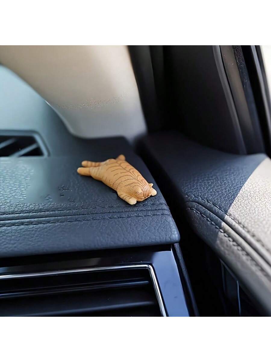 1pc Cute Sleeping Cat Car Rear View Mirror Hanging Decor- PVC Interior Accessories